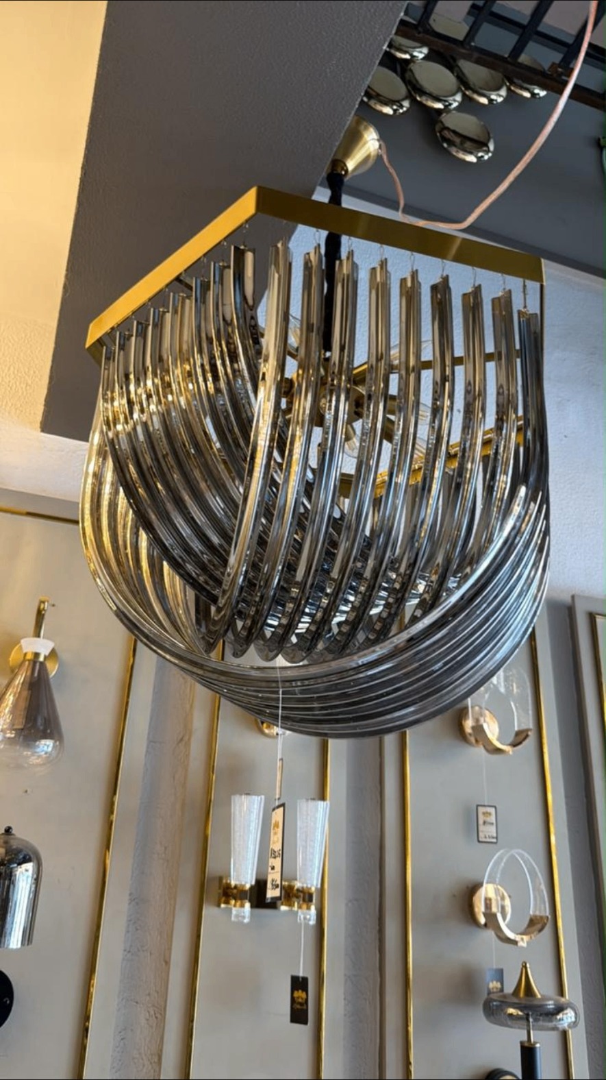 Sculptural Smoked Glass Chandelier
